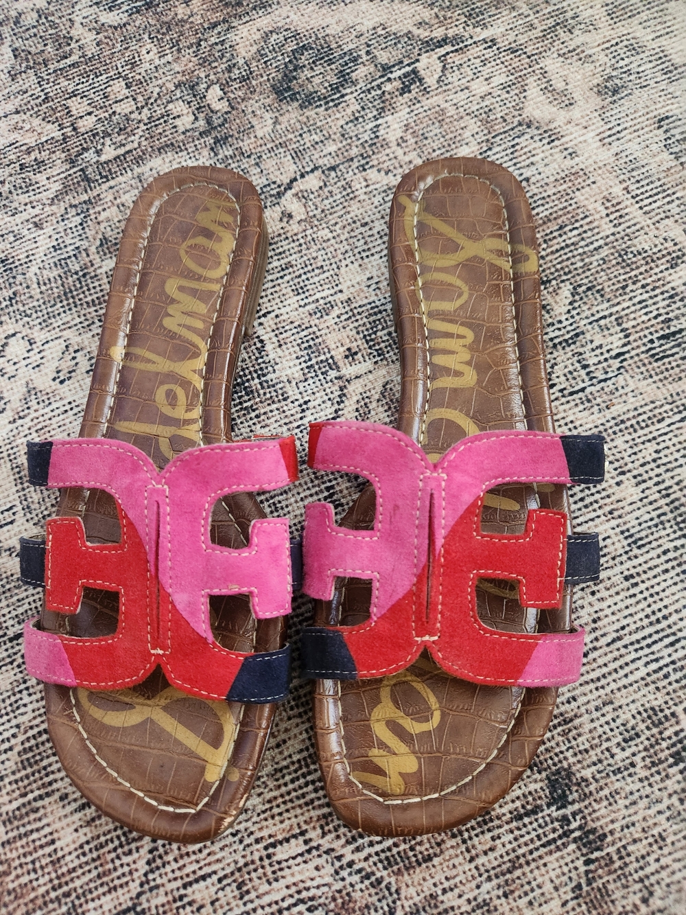 Sam Edelman Women’s Two-Tone Pink & Red Slide Sandals